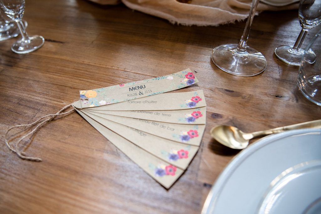 menu mariage personnalisé papeterie mariage Landes