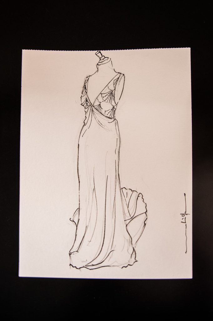 croquis robe de mariée création sur mesure mariage photographe Landes