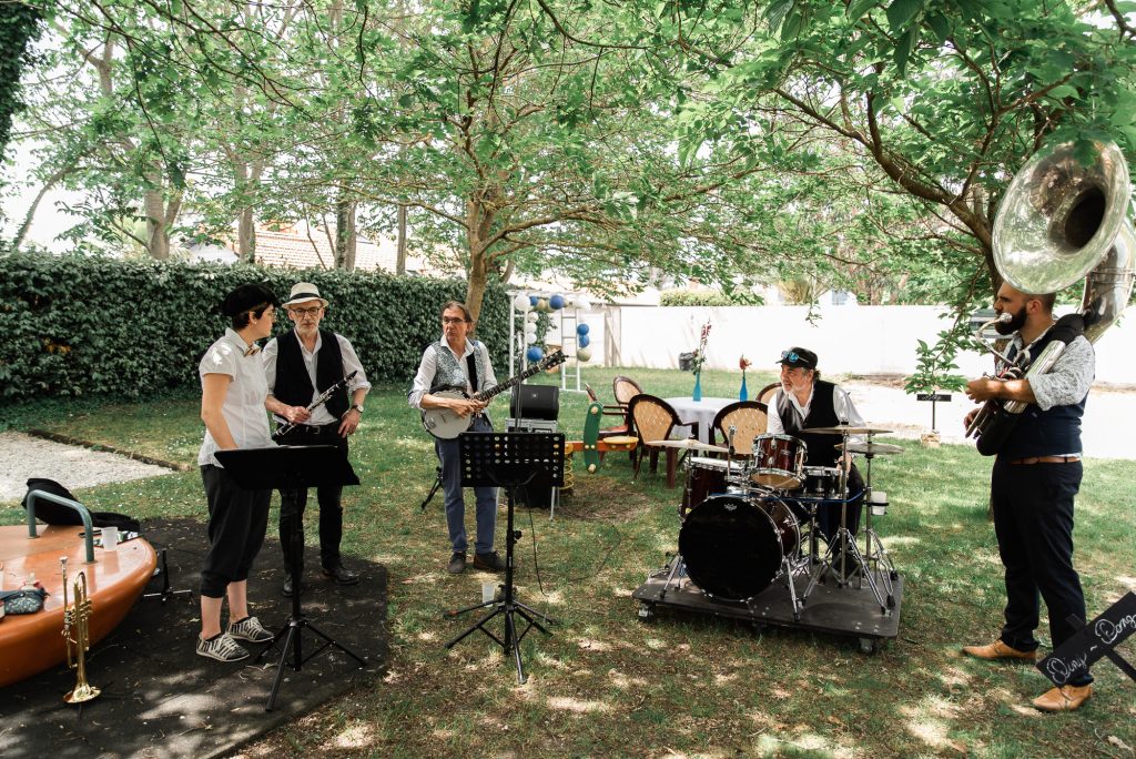 photographe mariage Mimizan groupe musique cocktail extérieur