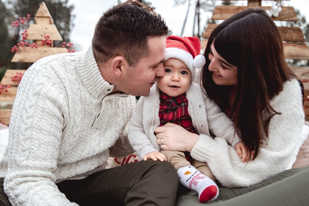 Bébé lors d’une mini séance photo de Noël à Mimizan dans les Landes