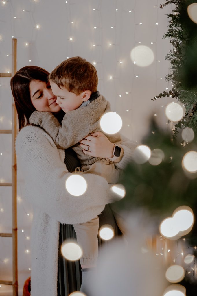 Décor de Noël installé pour une mini-séance photo